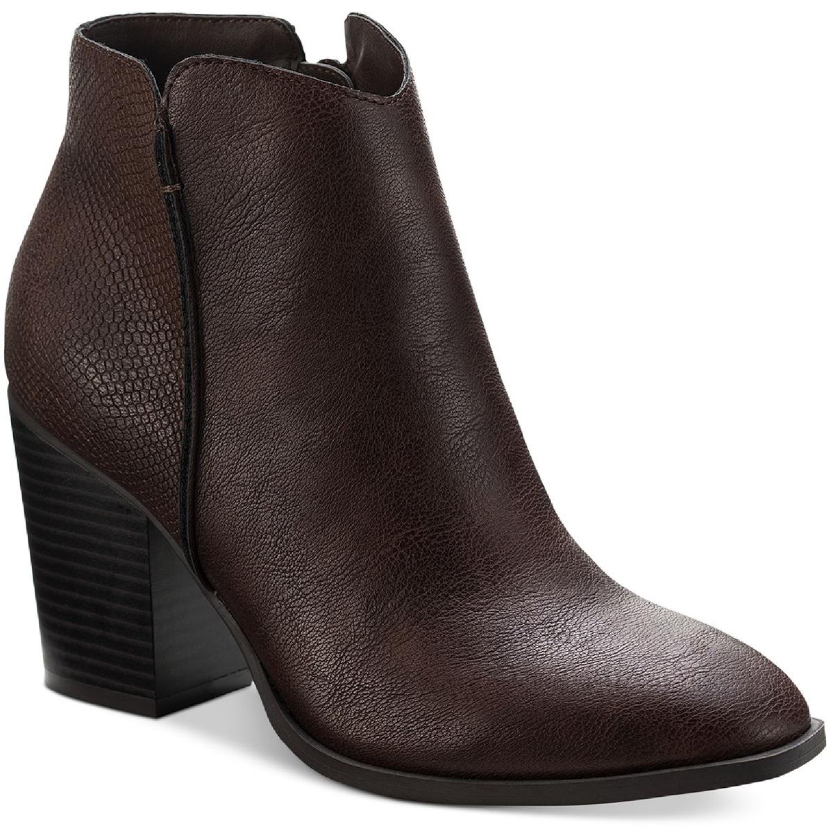 Graceyy Faux Leather Block Heel Ankle Boots