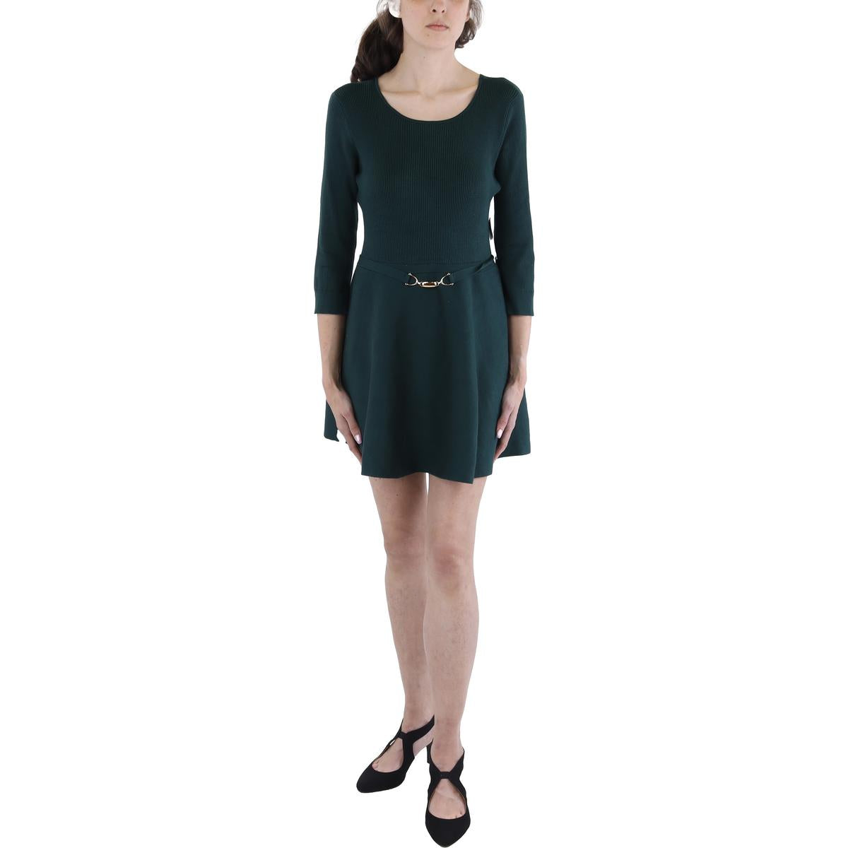 Juniors Belted Long Sleeve Sweaterdress