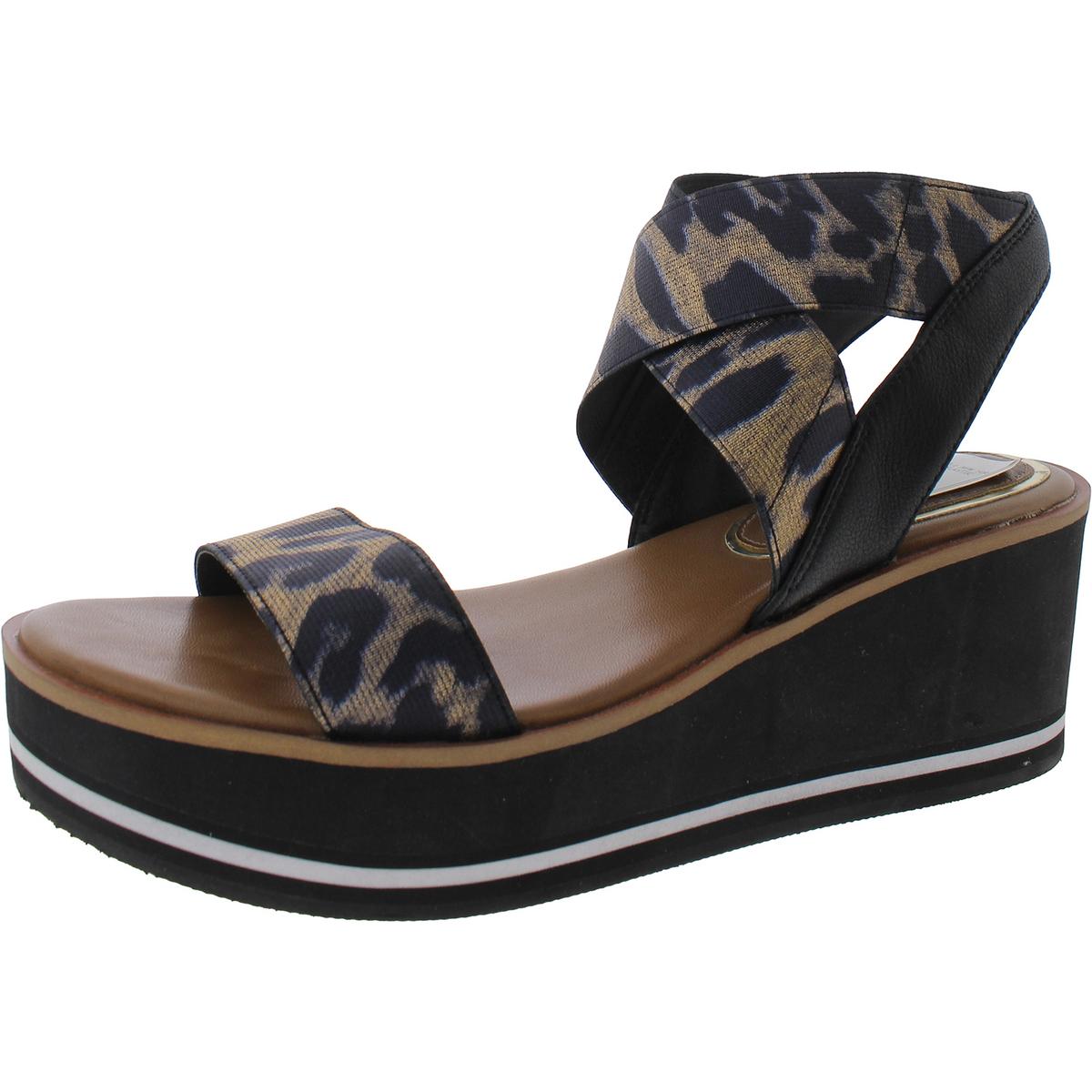Harlow Eva Elastic Leather Open Toe Wedge Sandals
