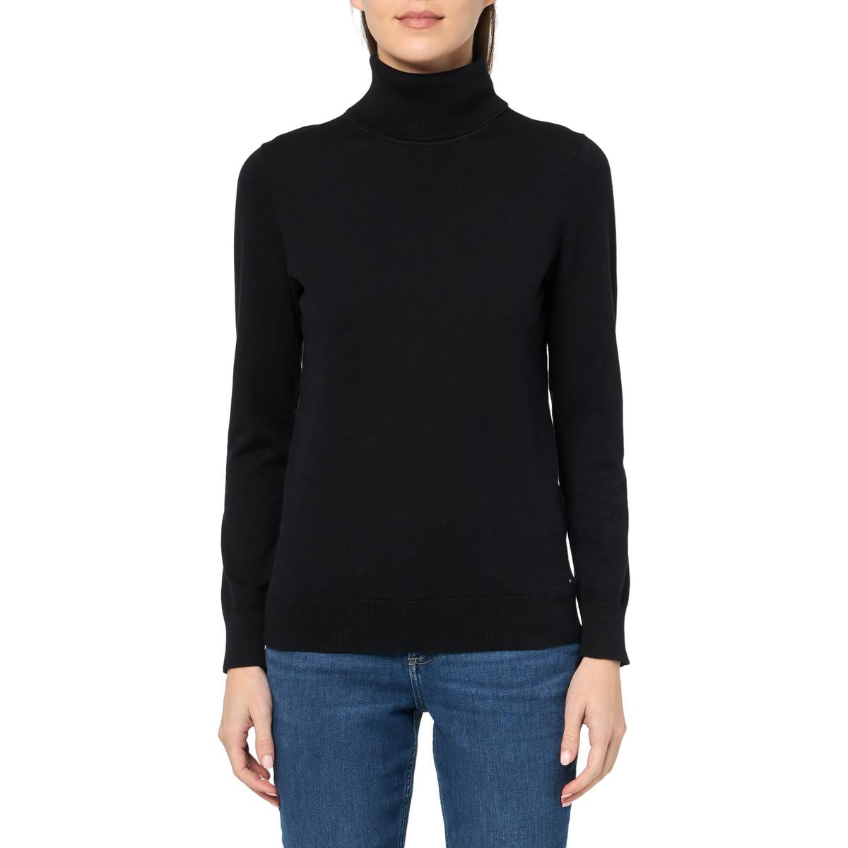 Solid Cotton Turtleneck Sweater