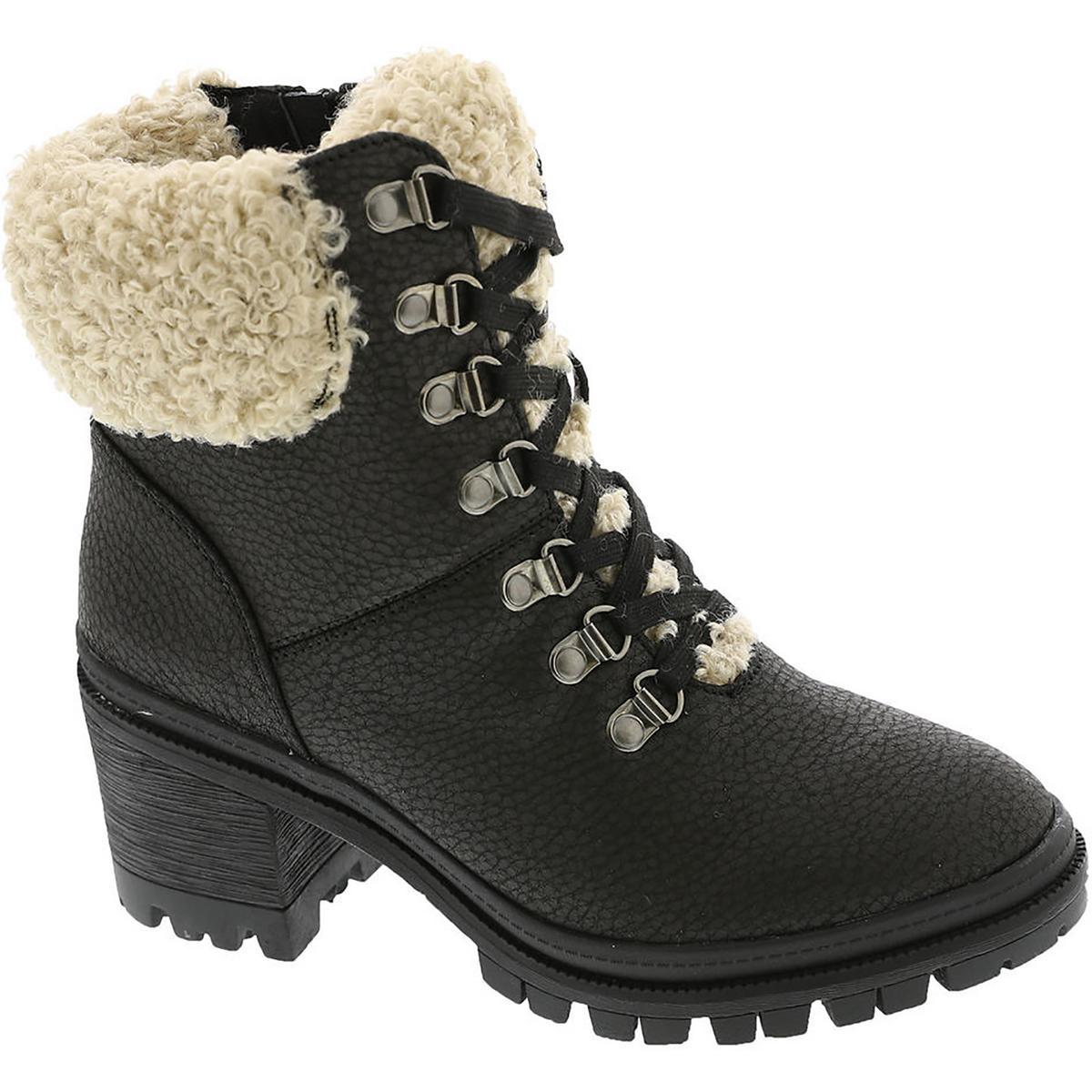 Alpine Faux Fur Lined Faux Leather Ankle Boots