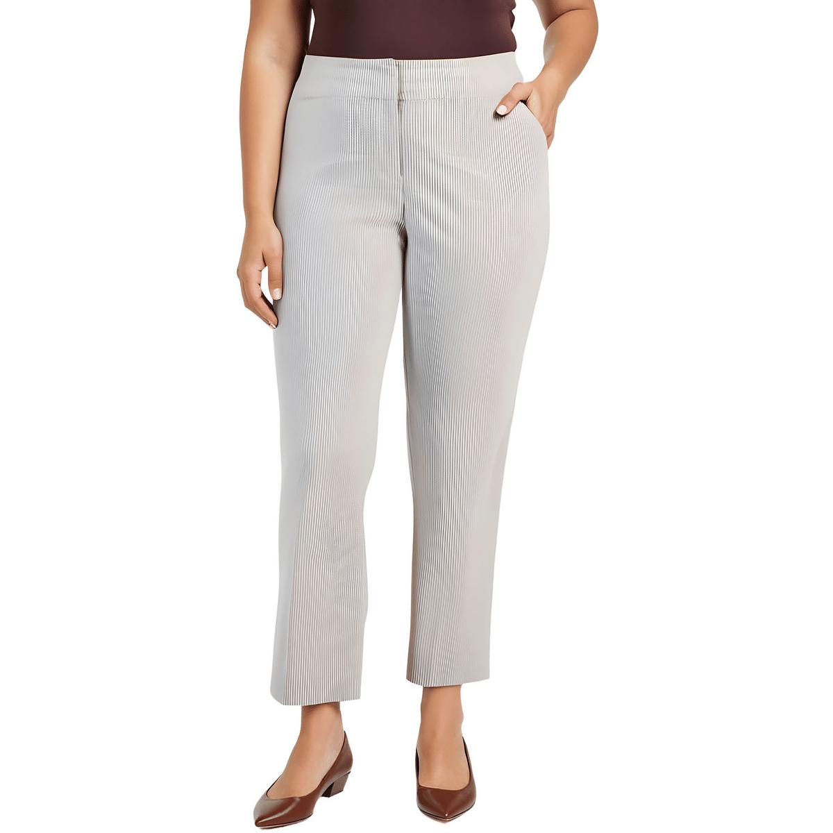 Plus Pinstripe Straight Leg Pants