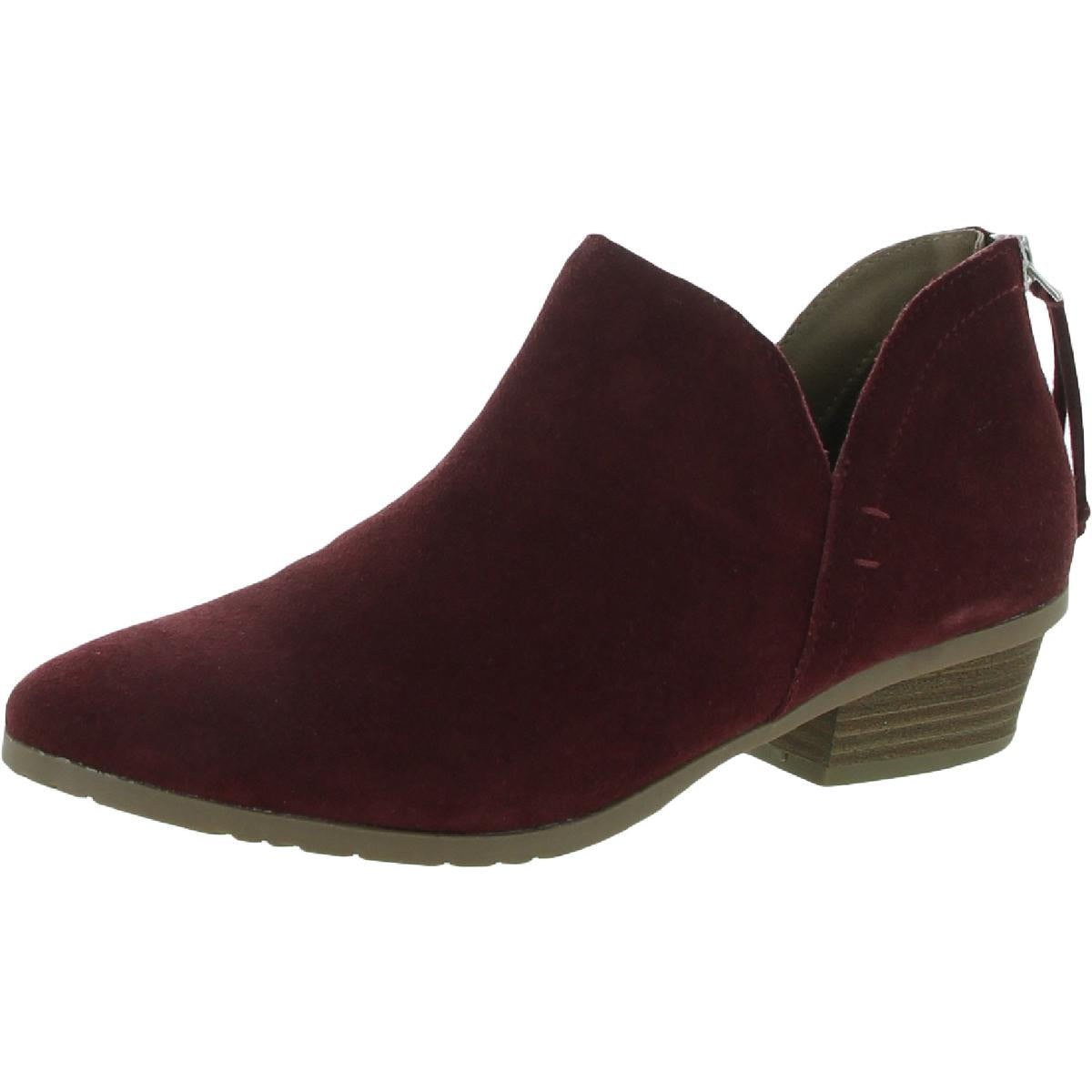 Sideway Suede Stacked Block Heel Ankle Boots