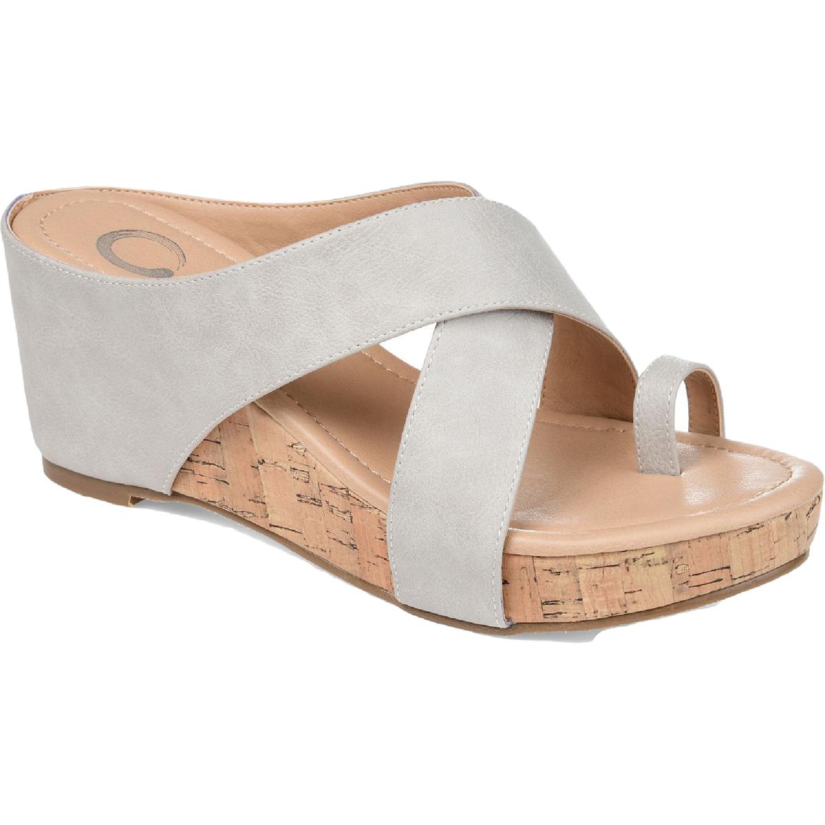 Rayna Faux Leather Slip On Wedge Sandals