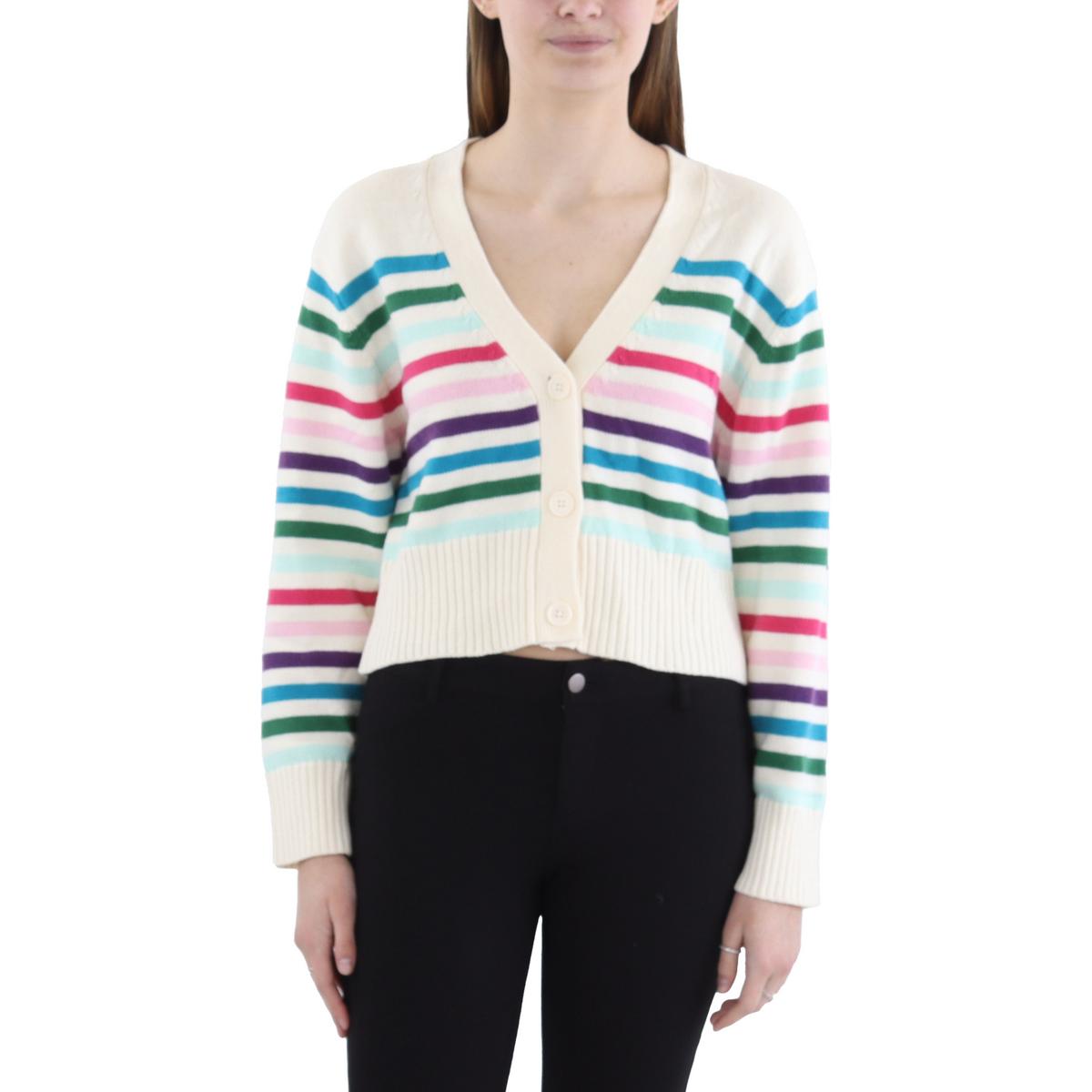 Striped Ribbed Cardigan Sweater
