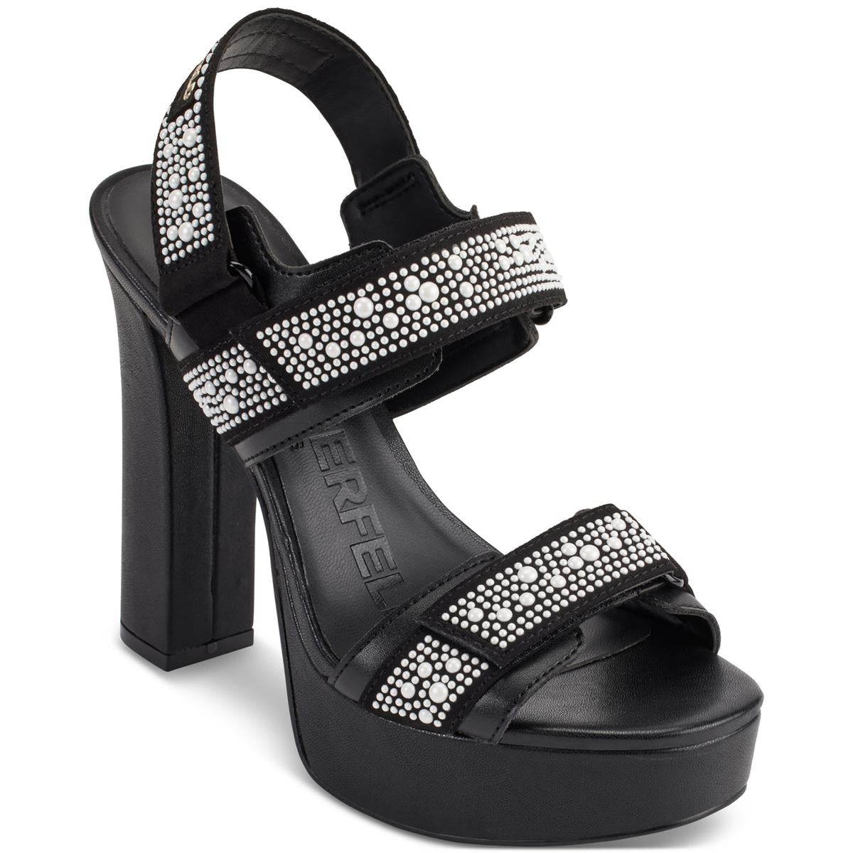 Alessia Pearl Adjustable Faux Leather Block Heels