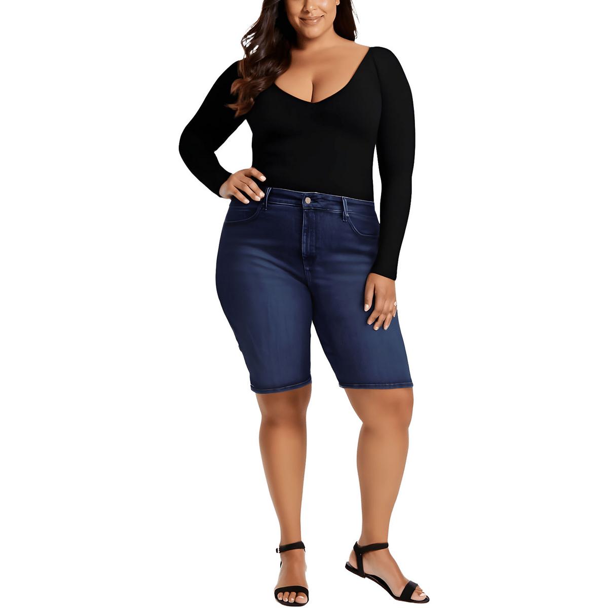 Slit Denim Denim Shorts